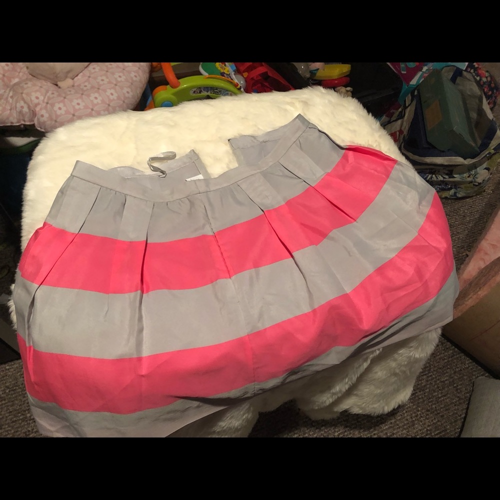 J Crew Pleated mini Skirt pink and grey